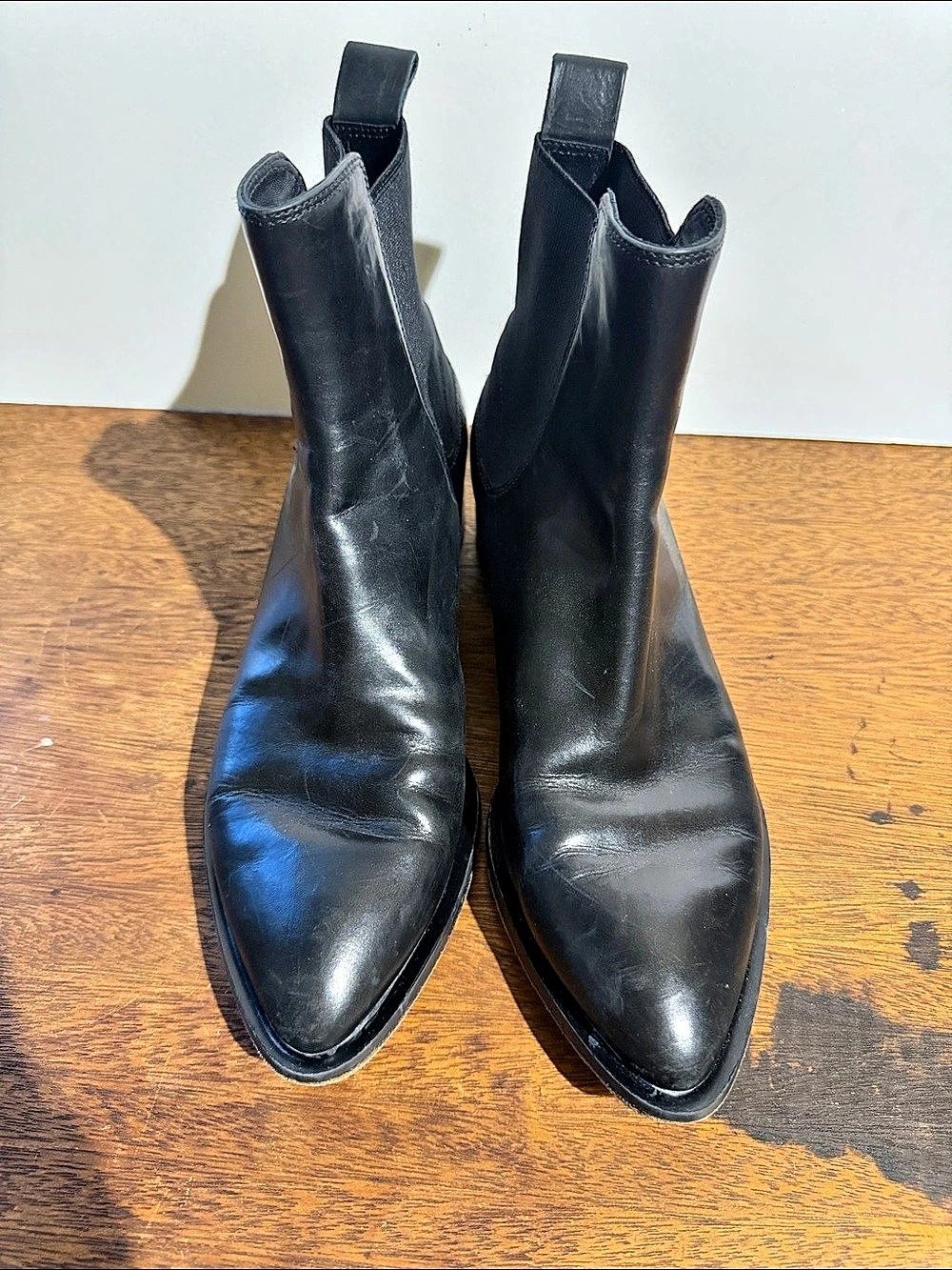 VINCE. Ari Leather Chelsea Boot. Black Pointed-Toe Ankle Boots - Picture 3 of 5